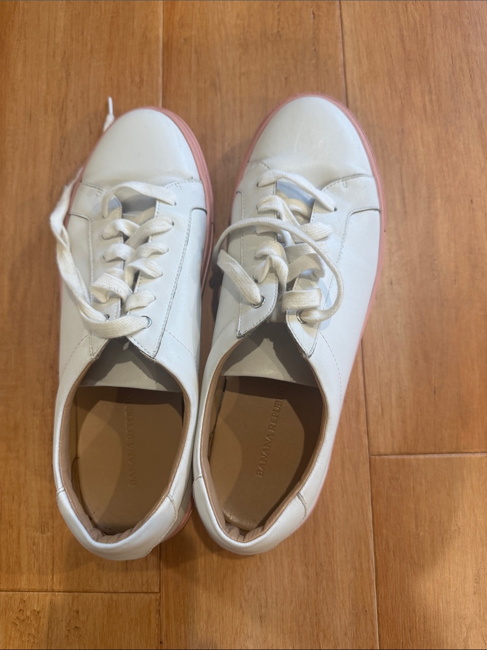 Banana Republic White Sneakers with Pink Trim